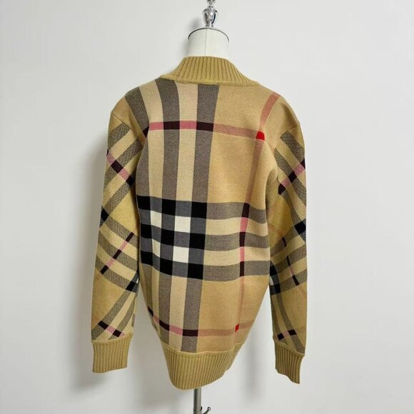 Burberry Beige Wool-Blend Check Cardigan - Picture 8 of 12